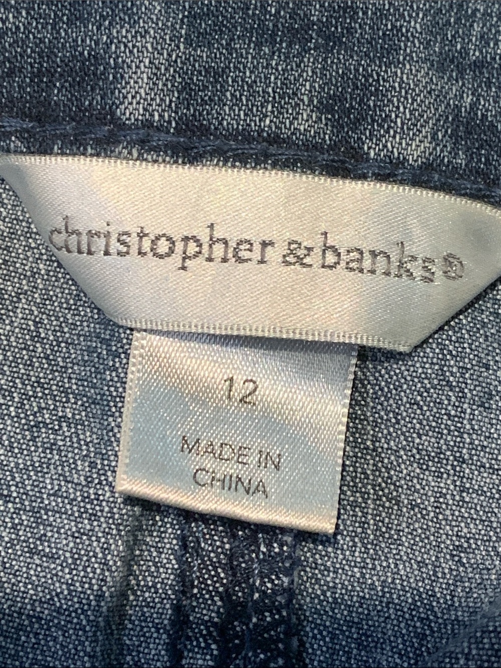 Christopher & Banks Dark Blue Denim Midi Skirt with Stud Hem - Picture 4 of 9